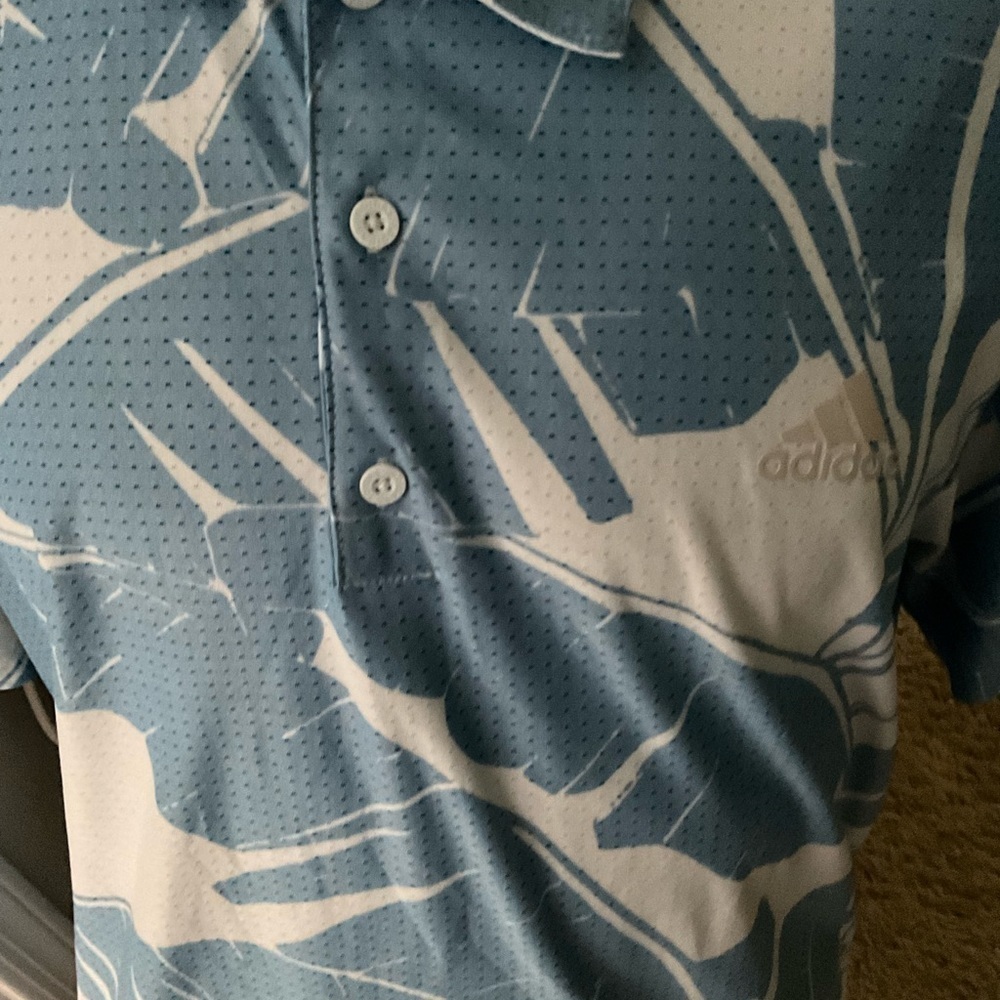 Men’s used size XL Adidas blue golf polo shirt multicolor blue Pre own item - Picture 3 of 4